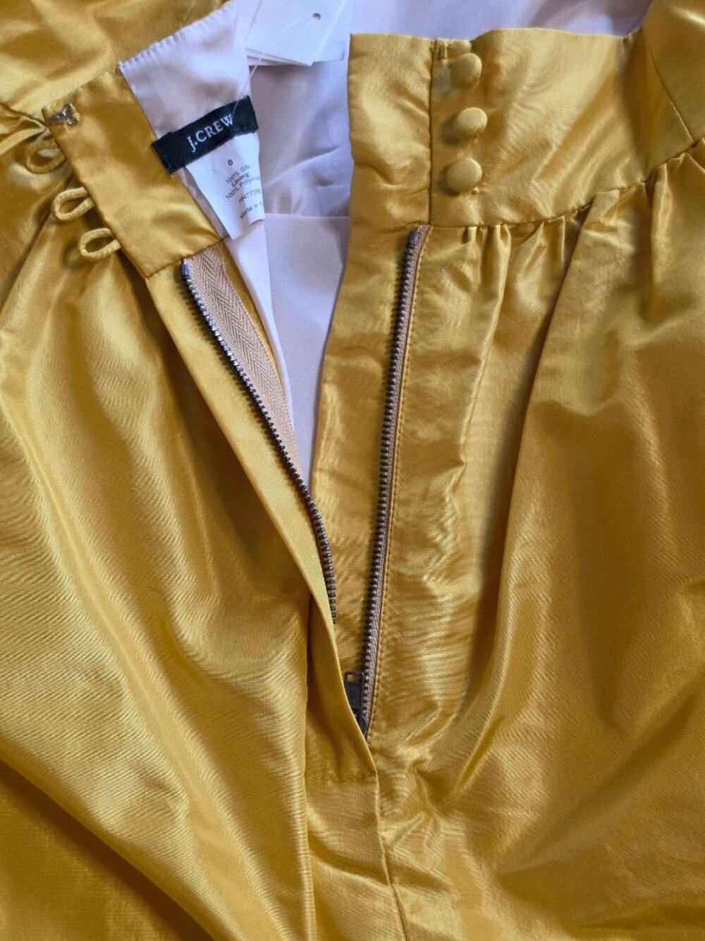 NWT J.Crew Silk Taffeta Babydoll Dress Yellow Gold - Picture 7 of 16